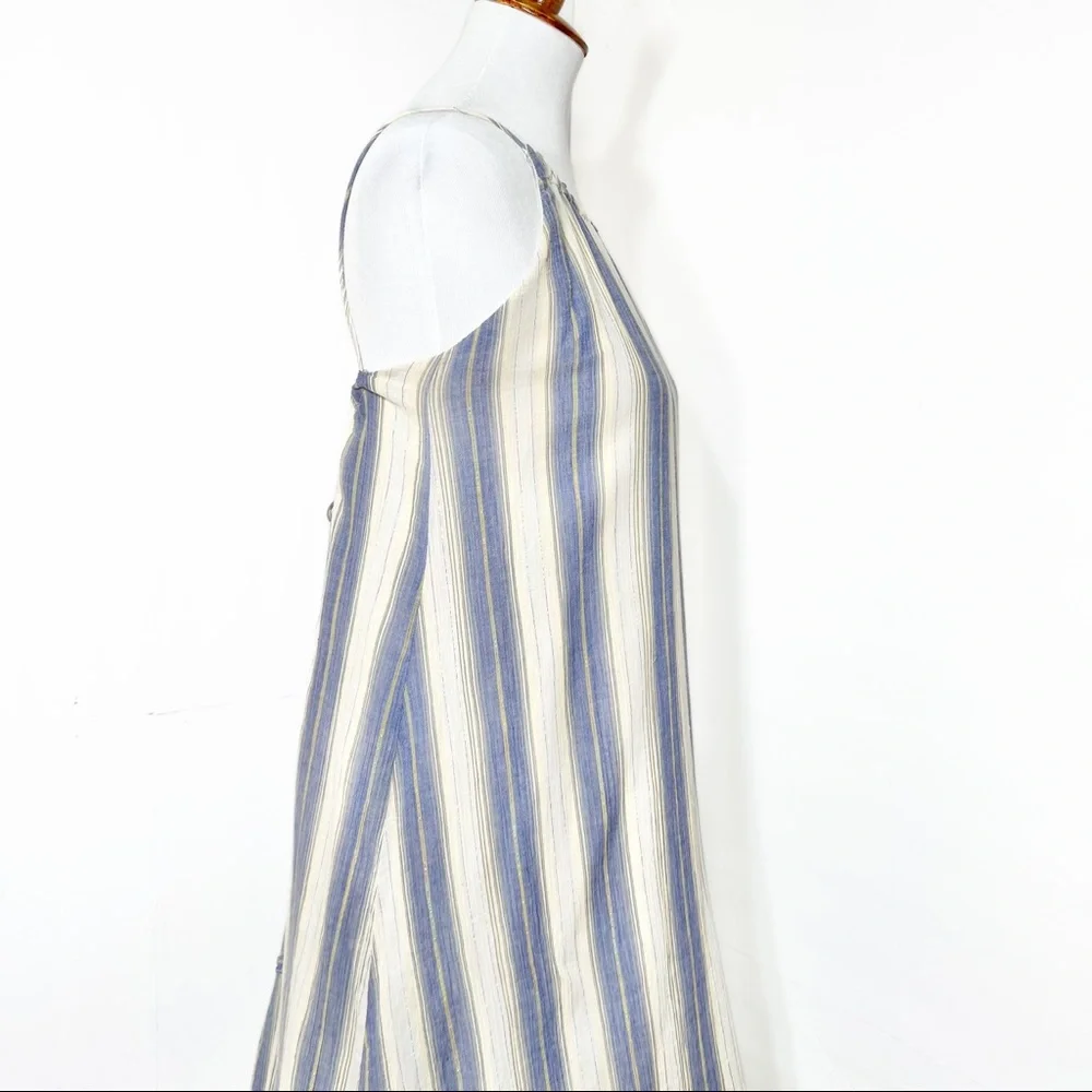 SOLD-Urban Outfitters Striped Chambray and Cream Midi Halter SunDress - Picture 8 of 15